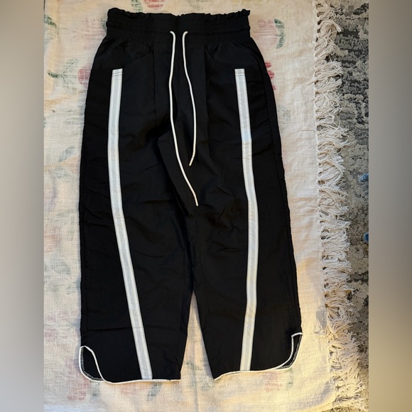 FP Movement by Free People Pants - FP Movement by Free People Black Track Pants with White Accents